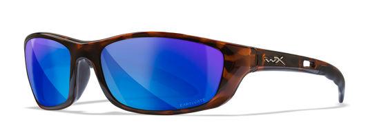 P-17 - BLUE MIRROR LENS/GLOSS DEMI FRAME - POLARIZED