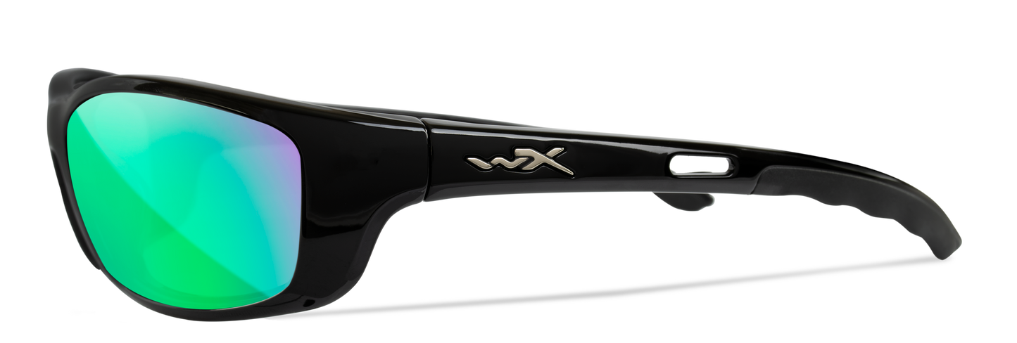 P-17 - GREEN MIRROR LENS/GLOSS BLACK FRAME - POLARIZED