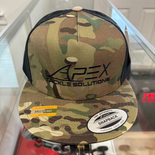 Flat Bill Trucker Hat - Multi Camo/Black